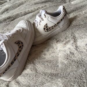 Nike White and Leopard Print Sneakers